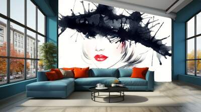 woman portrait .abstract watercolor Wall mural