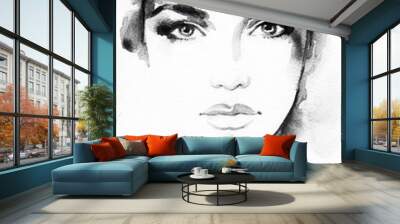 woman portrait .abstract watercolor Wall mural