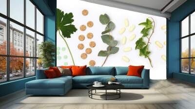 arrangement of natural pills and plants Wall mural