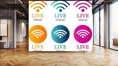 Set of live stream icon. colorful symbols and buttons of live streaming, broadcasting, online stream. Vector Illustration on white background eps10 Wall mural