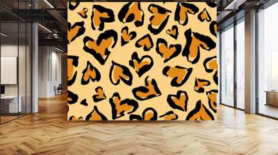 Leopard pattern. Seamless vector print. Abstract repeating pattern - heart leopard skin imitation can be painted on clothes or fabric.  Wall mural