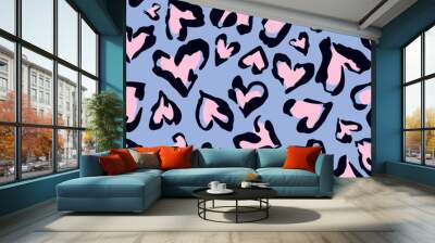 Leopard pattern. Seamless vector print. Abstract repeating pattern - heart leopard skin imitation can be painted on clothes or fabric.  Wall mural