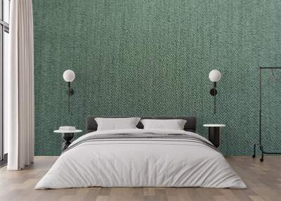 Macro of reseda green polyester fabric with herringbone pattern Wall mural