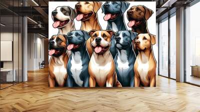 Many dogs with their tongues out art art photo harmony illustrator. Wall mural