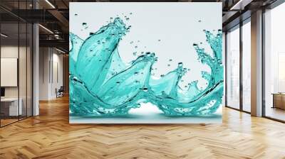 Mesmerizing close-up of a water droplet impacting a surface, creating a vibrant, swirling splash with intricate details and a captivating sense of movement Wall mural