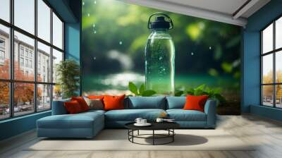 mockup glass water bottle empty, mockup for advertising Wall mural