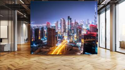 Beautiful night cityscape Wall mural