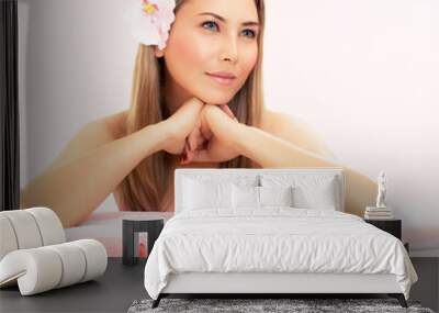 Cute girl in spa salon Wall mural