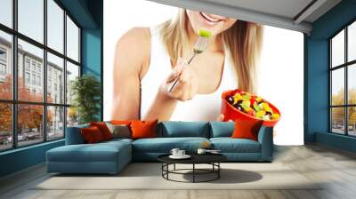 Pretty girl eating fruits Wall mural