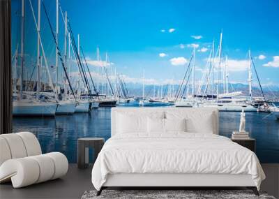 Sail boat harbor Wall mural