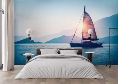 Sailboat in the sea Wall mural