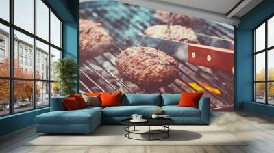 Tasty vegan burger preparation Wall mural