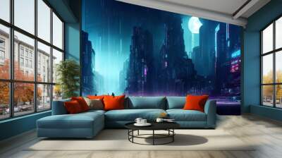 People in a future city at night Wall mural