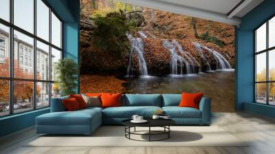 Autumn landscape with mountain river Wall mural