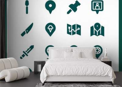 place icon set Wall mural