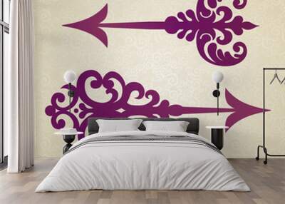 Two ornate decorated vector arrows in Victorian style. Wall mural