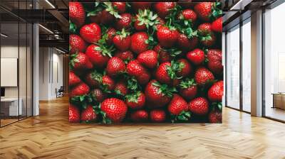 Strawberry food background. Ripe Organic Farm Berry Wall mural