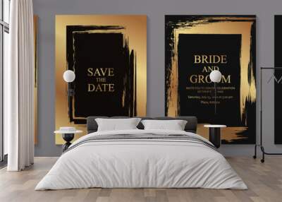 set of modern grunge luxury wedding invitation design or card templates for business or poster or gr Wall mural