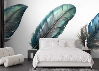 realistic mystical feathers isolated. Halloween night, mystic bird, dark secret Wall mural