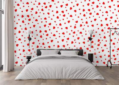 Red hearts seamless pattern. Cute romantic red hearts background print Wall mural