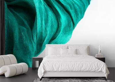 luxury green wavy silk texture abstract background Wall mural