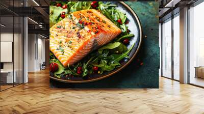 Salmon fillet on a fresh bed  Wall mural