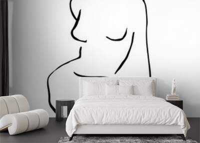 Simple hand drawn trendy line silhouette woman. Modern minimalism art, aesthetic contour. Abstract women's silhouette, minimalist style. Scandinavian print Wall mural