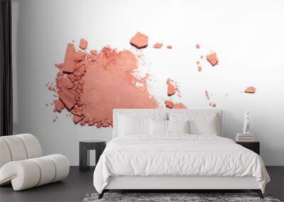 Smear of broken eye shadow or blush isolated on white background. Wall mural