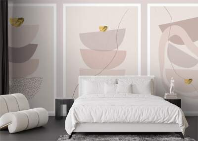 Modern abstract shapes art. Trendy organic forms and line art drawing. Wall mural