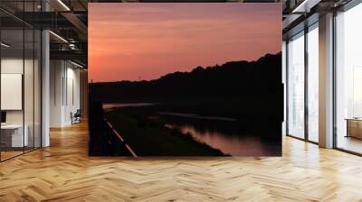 sunset on the river Wall mural