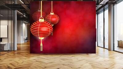 The Chinese new year. Postcard Chinese New Year Lantern. Wall mural