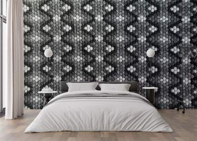 Thick grey cotton fabric with geometric pattern from above Wall mural