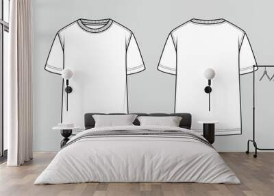 Unisex t-shirt round neck. Oversize fit. Vector technical sketch Wall mural