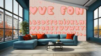 Valentine's Day Love Alphabet Letters and Numbers: Romantic Decorative Font for Invitations, Banners, Greeting Card Wall mural