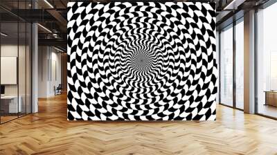 Vector abstract wavy background. Simple illustration with optical illusion, op art. Wall mural