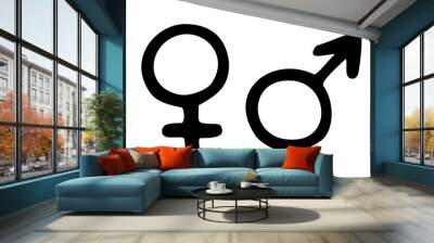 Vector illustration of gender symbols, female and male. Hand drawn elements, isolated on white background. Wall mural