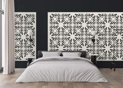 Vector Laser cut panel set. Arabic Ornament, stencil template for laser cutting, stained glass, glass etching, sandblasting, wood carving, cardmaking, wedding invitations. Ratio 1:1, 1:2. Wall mural