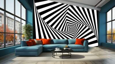 Vector optical illusion background. Geometric black and white vortex Wall mural