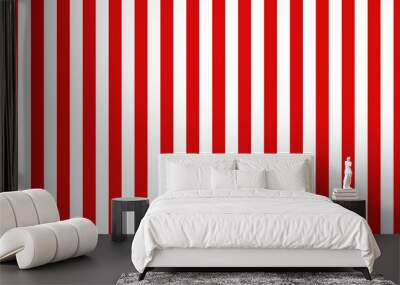 Vector seamless vertical stripes pattern, red and white. Simple background Wall mural