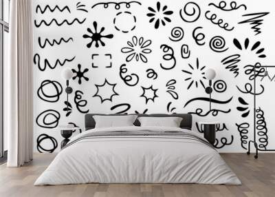 Vector set of different doodles. Hand drawn elements isolated on white background. Wall mural