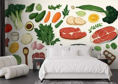 vegetables fruits, healthy food. Selective focus Wall mural