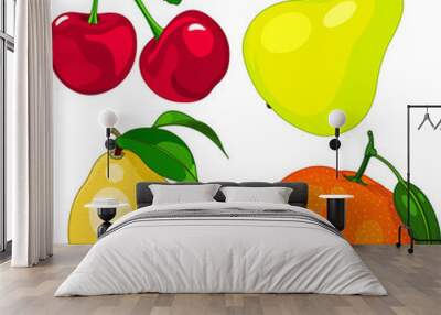 Cartoon fruit set Wall mural