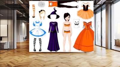 Halloween Girl with costumes Wall mural