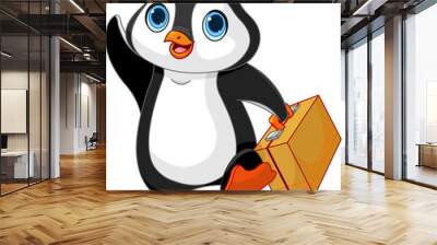 Penguin with a Suitcase Wall mural