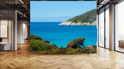 Turquoise waters and rocky shoreline at Two Peoples Bay in Western Australia, near Albany. Perfect for projects featuring coastal scenery, travel destinations, or natural beauty themes. Wall mural