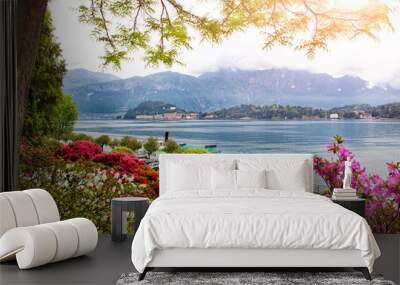 beautiful view to the Italian lake Como Wall mural