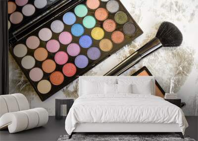 Professional make-up eyeshadow palette and dry highlighter Wall mural