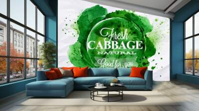 Cabbage watercolor poster Wall mural