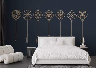 Modern graphic key collection gray Wall mural