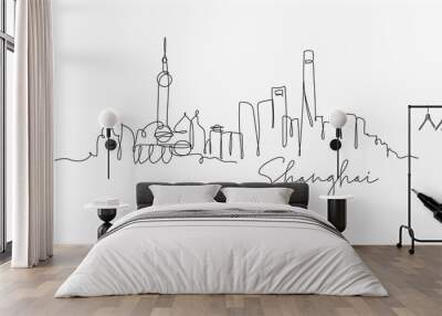 Pen line silhouette Shanghai Wall mural